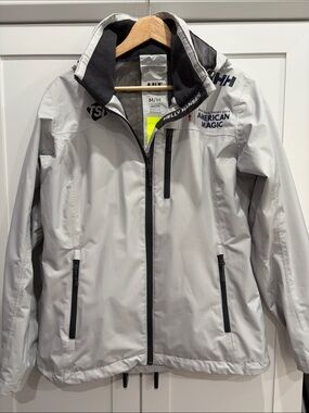 Helly Hansen Light Gray Women’s Sailing Raincoat with Black Trim